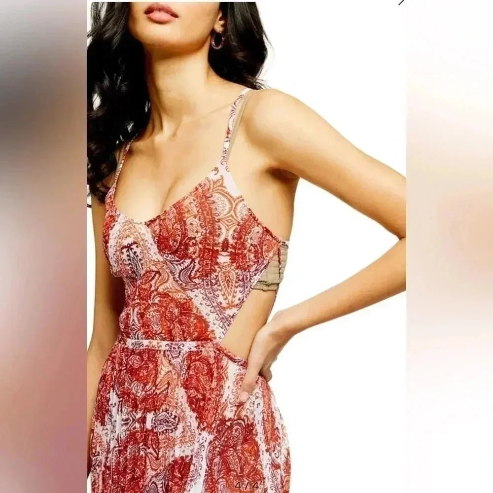 NWT Topshop Womens Paisley Print‎ Cover-Up Chiffon Maxi Dress Size Small
